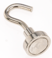 A silver hook with a round circular object

Description automatically generated